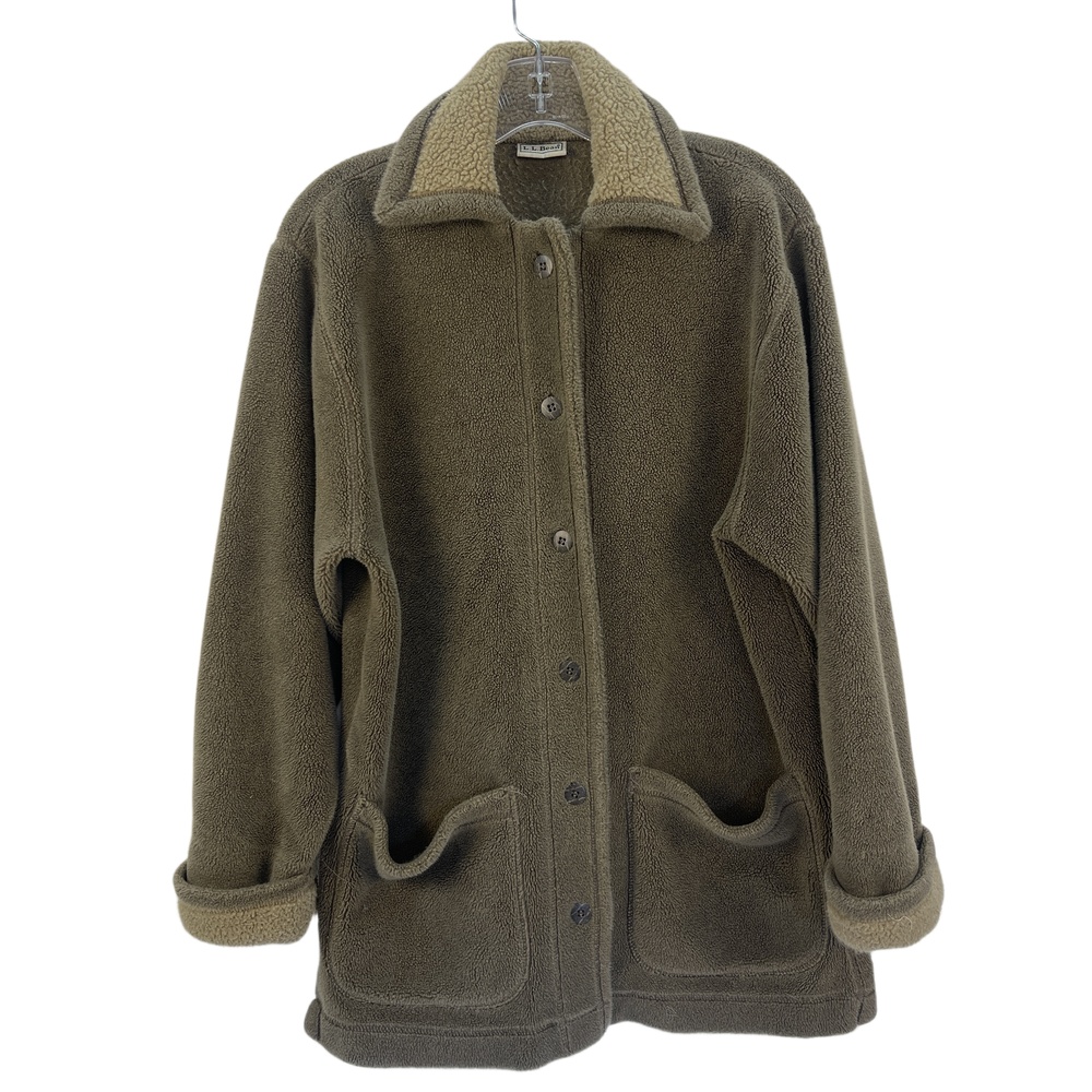 L.L.Bean Brown Button-Up Fleece Sherpa Chore Coat Jacket Small